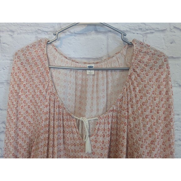 Old Navy Peasant Milkmaid Blouse Boho Floral Front Tie Womens L - Picture 4 of 10